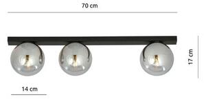 Stropní svítidlo FIT 3 – černé, grafitové sklo, 3× E14, šířka 70 cm