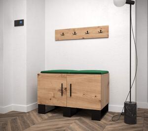 Botník s věšákem Artin 21 - dub Artisan Barva: Tmavě zelená - Manila 35