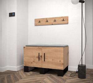 Botník s věšákem Artin 21 - dub Artisan Barva: Tmavě šedá - Manila 16