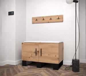 Botník s věšákem Artin 21 - dub Artisan Barva: Bílá Ekokůže