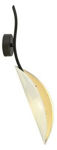 Nástěnné svítidlo LOTUS K1 – bílé, zlaté textilní stínidlo, 1× E14, šířka 12 cm