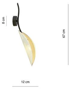 Nástěnné svítidlo LOTUS K1 – bílé, zlaté textilní stínidlo, 1× E14, šířka 12 cm