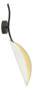 Nástěnné svítidlo LOTUS K1 – bílé, zlaté textilní stínidlo, 1× E14, šířka 12 cm