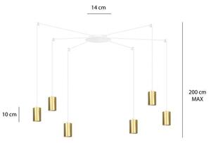 Závěsné svítidlo TRAKER 6 – bílé / zlaté, 6× GU10, šířka 300 cm