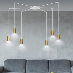 Závěsné svítidlo TRAKER 6 – bílé / zlaté, 6× GU10, šířka 300 cm