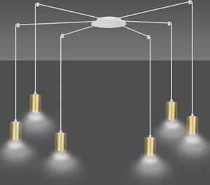 Závěsné svítidlo TRAKER 6 – bílé / zlaté, 6× GU10, šířka 300 cm