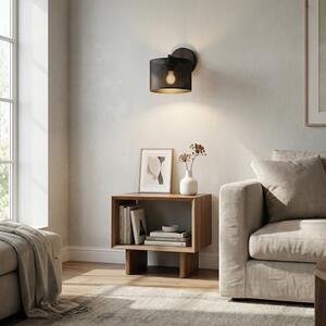 Nástěnné svítidlo LUX K1 – celočerné, textilní stínidlo, 1× E27, šířka 20 cm