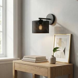 Nástěnné svítidlo LUX K1 – celočerné, textilní stínidlo, 1× E27, šířka 20 cm