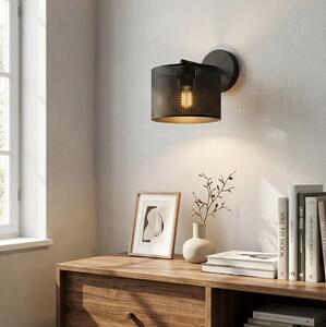 Nástěnné svítidlo LUX K1 – celočerné, textilní stínidlo, 1× E27, šířka 20 cm