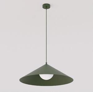 Závěsné svítidlo MONO 1L – olivově zelené, bílé sklo, 1× E14, šířka 50 cm