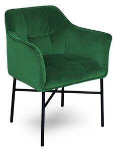 Čalouněná židle Rozalio s područkami - Magic Velvet 2225 zelená / černé nožky