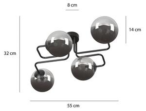 Stropní svítidlo BRENDI 4 – černé, grafitové sklo, 4× E14, šířka 55 cm