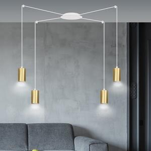 Závěsné svítidlo TRAKER 4 – bílé / zlaté, 4× GU10, šířka 300 cm