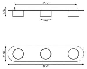 Stropní svítidlo DIAZ 3 – černé, 3× GX53, šířka 55 cm
