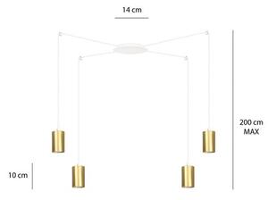 Závěsné svítidlo TRAKER 4 – bílé / zlaté, 4× GU10, šířka 300 cm