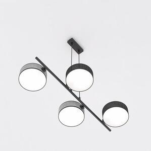 Závěsné svítidlo DRUMZ 4 – černé / šedé, textilní stínidla, 4× E14, šířka 80 cm