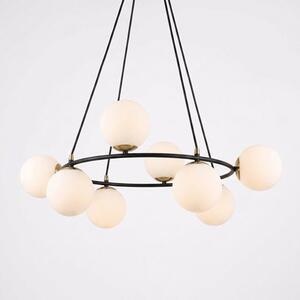 Závěsné svítidlo AZURA 8 – černé, opálové sklo, 7× E14, šířka 75 cm