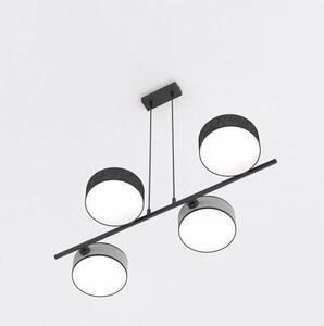 Závěsné svítidlo DRUMZ 4 – černé / šedé, textilní stínidla, 4× E14, šířka 80 cm