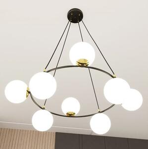 Závěsné svítidlo AZURA 8 – černé, opálové sklo, 7× E14, šířka 75 cm