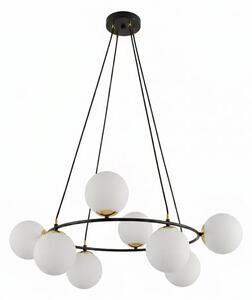 Závěsné svítidlo AZURA 8 – černé, opálové sklo, 7× E14, šířka 75 cm