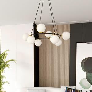 Závěsné svítidlo AZURA 8 – černé, opálové sklo, 7× E14, šířka 75 cm