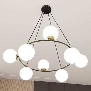 Závěsné svítidlo AZURA 8 – černé, opálové sklo, 7× E14, šířka 75 cm
