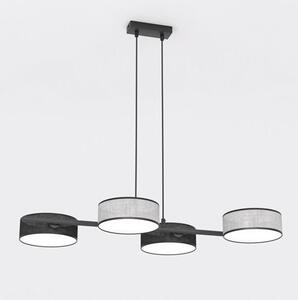 Závěsné svítidlo DRUMZ 4 – černé / šedé, textilní stínidla, 4× E14, šířka 80 cm