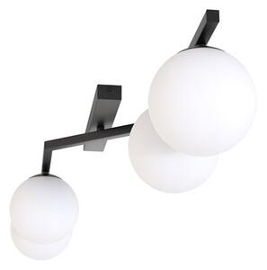 Stropní svítidlo NATON 4 – černé, opálové sklo, 4× E14, šířka 100 cm