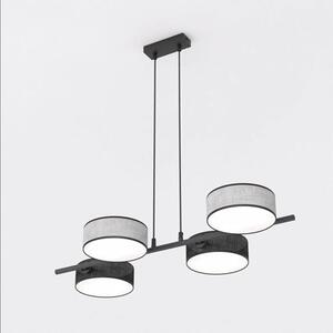 Závěsné svítidlo DRUMZ 4 – černé / šedé, textilní stínidla, 4× E14, šířka 80 cm