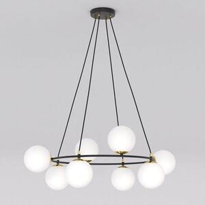 Závěsné svítidlo AZURA 8 – černé, opálové sklo, 7× E14, šířka 75 cm