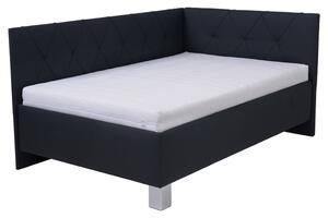 Rohová postel s matrací AFRODITE černá, 120x200 cm
