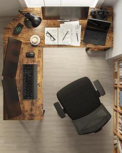 Rohový kancelářský stůl se dvěma policemi, industriální styl