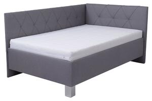 Rohová postel s matrací AFRODITE šedá, 90x200 cm