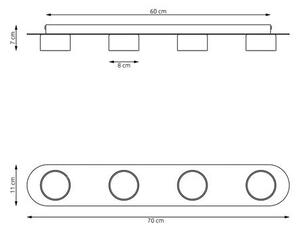 Stropní svítidlo DIAZ 4 – černé, 4× GX53, šířka 70 cm