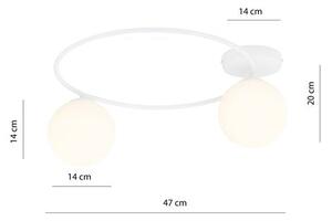 Stropní svítidlo SOPRA 2 – bílé, opálové sklo, 2× E14, šířka 47 cm