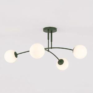 Stropní svítidlo PREGOS 4 – olivově zelené, bílé sklo, 4× E14, šířka 60 cm