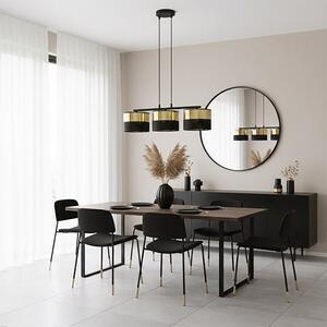 Závěsné svítidlo LUX 3 – černé / zlaté, textilní stínidla, 3× E27, šířka 70 cm