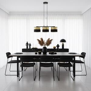 Závěsné svítidlo LUX 3 – černé / zlaté, textilní stínidla, 3× E27, šířka 70 cm