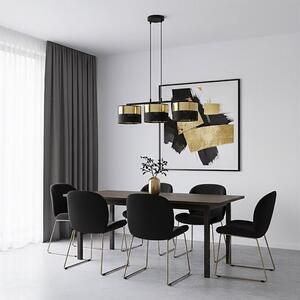 Závěsné svítidlo LUX 3 – černé / zlaté, textilní stínidla, 3× E27, šířka 70 cm