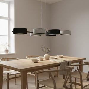 Závěsné svítidlo DRUMZ 6 – černé / šedé, textilní stínidla, 6× E14, šířka 100 cm