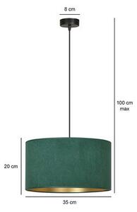 Závěsné svítidlo HILDE 1 – černé, zelené textilní stínidlo, 1× E27, šířka 35 cm