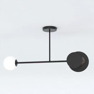Stropní svítidlo MINERVA 2 – černé, bílé sklo, 2× E27, šířka 80 cm