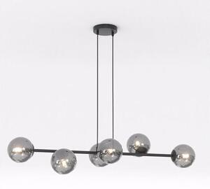 Závěsné svítidlo ROSSI 6 – černé, grafitové sklo, 6× E14, šířka 110 cm