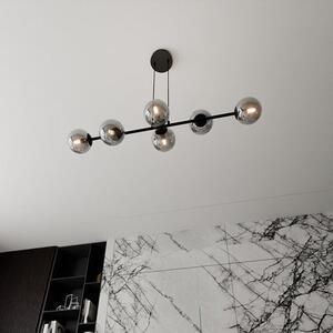 Závěsné svítidlo ROSSI 6 – černé, grafitové sklo, 6× E14, šířka 110 cm