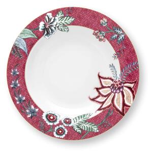 Pip Studio talíř polévkový Flower Festival tmavě růžový, 21,5 cm