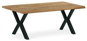 Stůl konferenční 110x70 cm, masiv dub, rovná hrana, kovová noha "X" 5x5 cm - KS-F110X DUB