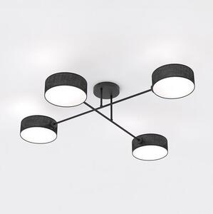 Stropní svítidlo MAGA 4 – celočerné, textilní stínidla, 4× E14, šířka 96 cm