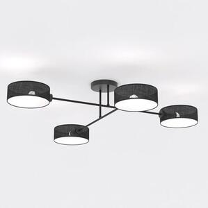 Stropní svítidlo MAGA 4 – celočerné, textilní stínidla, 4× E14, šířka 96 cm