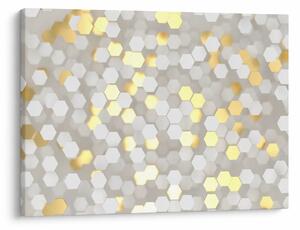 Obraz - Zlato-bílé hexagony (70x50 cm)