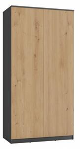 Dvoudveřová šatní skříň 90 cm TAUNO - dub artisan / antracitová